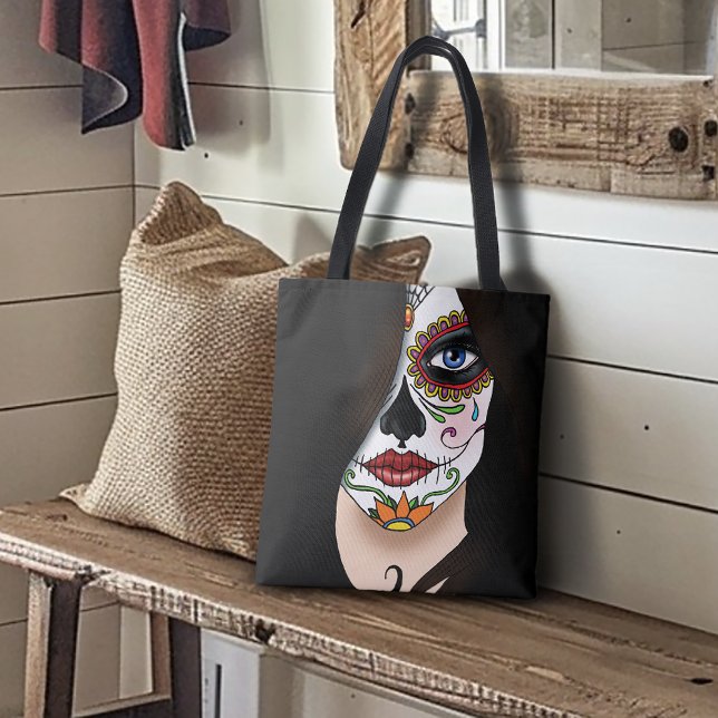 Tote Bag Rosa Sugar Skull Portrait (Créateur téléchargé)