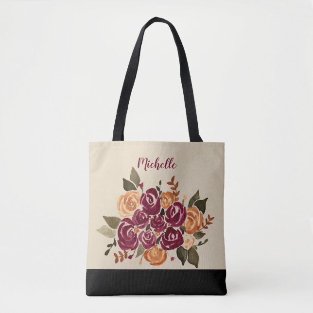 Tote Bag Rose à vin avec nom (Devant)