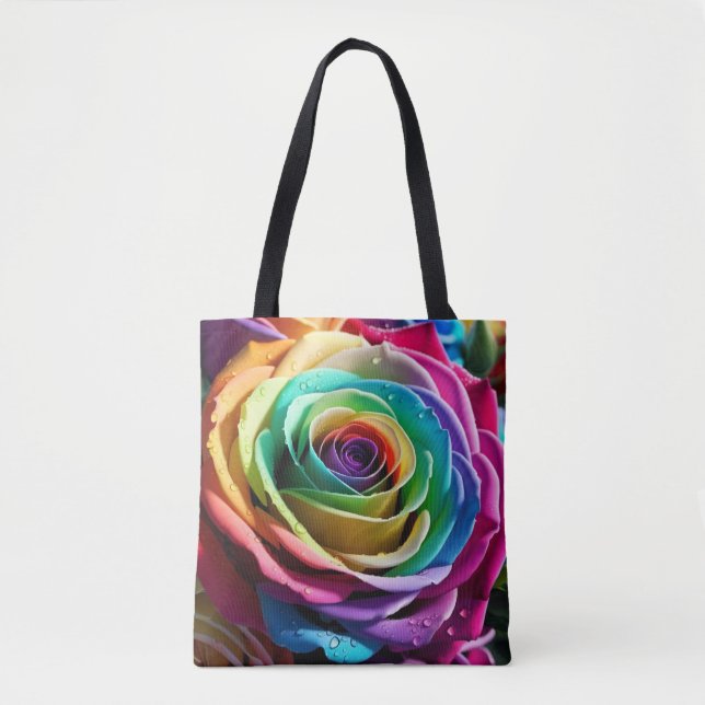 Tote Bag Rose arc-en-ciel (Devant)