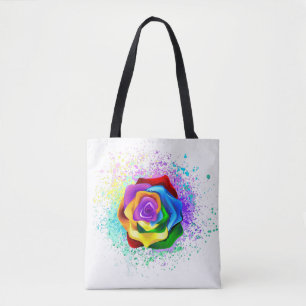 Tote Bag Rose arc-en-ciel coloré