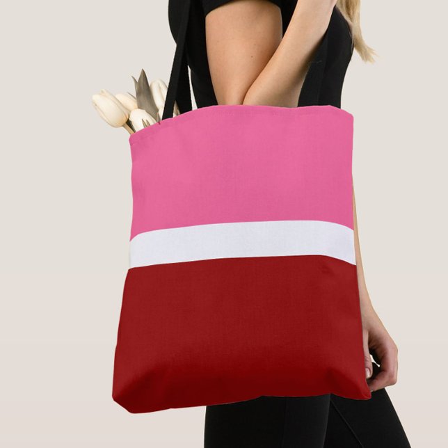Tote Bag Rose Blanc Marron Rouge Bloc De Couleurs  (Créateur téléchargé)