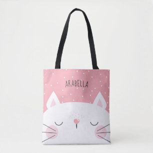 Tote Bag Rose blanc mignon de chaton