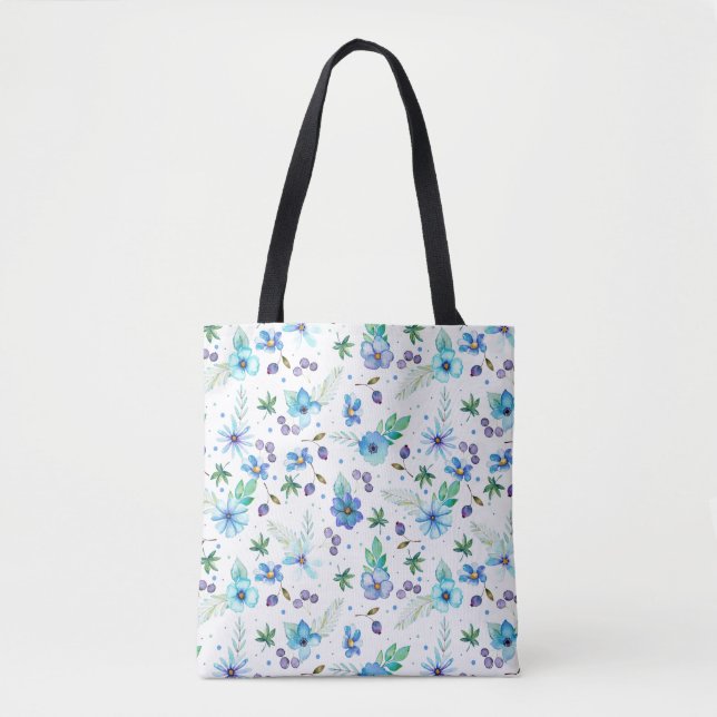 Tote Bag Rose bleu (Devant)