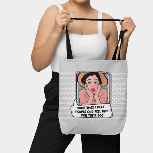 Tote Bag Rose Bleu Féministe Rétro Pop Art Drôle Phrase