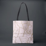 Tote Bag Rose Bleu tendance avec carte or et nom<br><div class="desc">Blush Pink with Gold Look Map Nom personnalisé Sac fourre-tout personnalisé.</div>