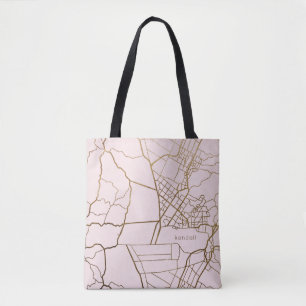 Tote Bag Rose Bleu tendance avec carte or et nom