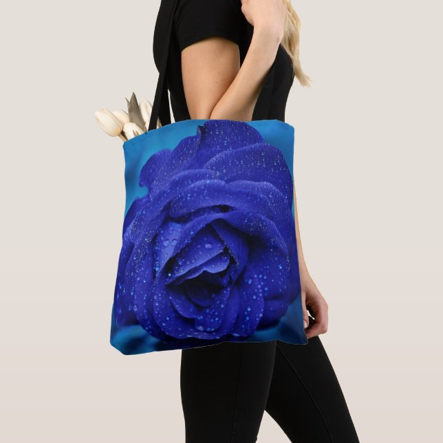 Tote Bag Rose bleu violet (De près)