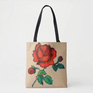Tote Bag Rose Bloom en demi-teinte sur papier brun Beaux-Ar