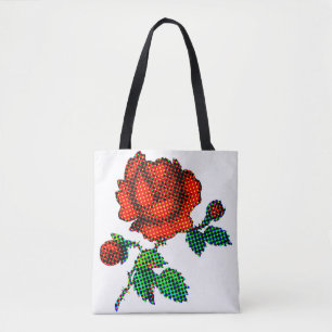 Tote Bag Rose Bloom Halftone Beaux-Arts