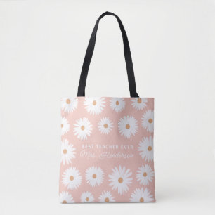 Tote Bag Rose Boho Daisy Meilleur Enseignant Jamais