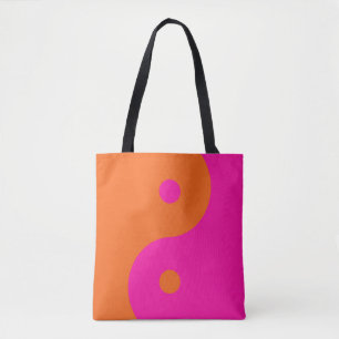 Tote Bag Rose Chaud Et Orange Yin Yang