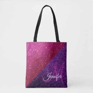 Tote Bag Rose chaud, Parties scintillant violette et étince