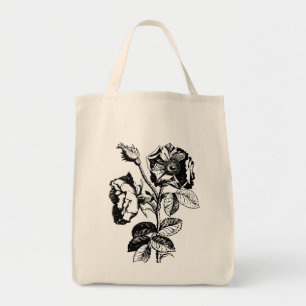 Tote Bag Rose d'antiquité noir gothique