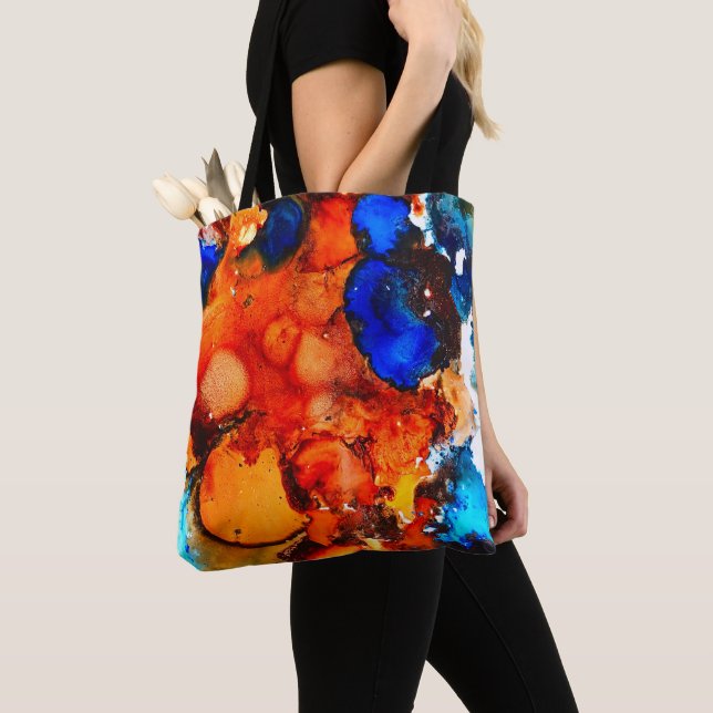 Tote Bag Rose d'art abstrait orange rouille (De près)