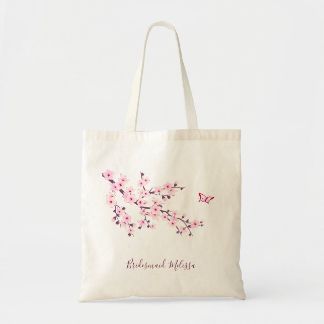 Tote Bag Rose de Cerisier Personnalisé (Devant)