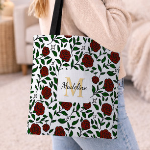 Tote Bag Rose de jardin Beauté et la Bête personnalisée Nom