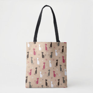 Tote Bag rose de motif de chats