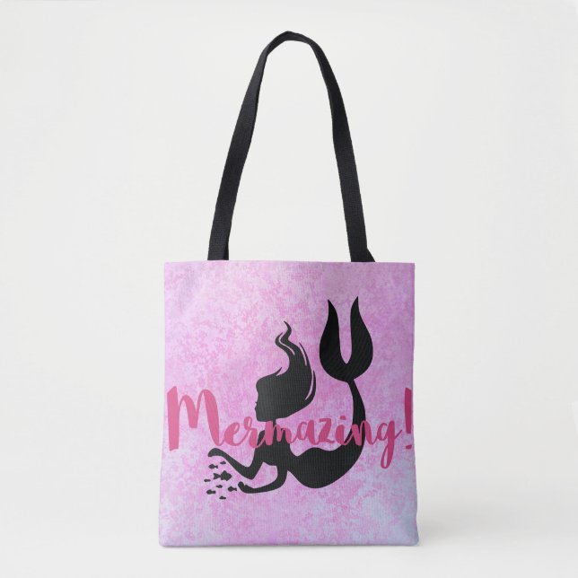 Tote Bag Rose de silhouette de sirène de Mermazing (Devant)