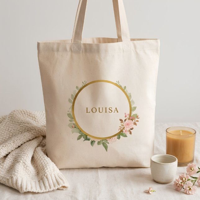 Tote Bag Rose dorée botanique personnalisée (Créateur téléchargé)