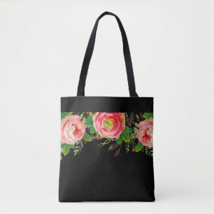 Tote Bag Rose du soir Noir de base