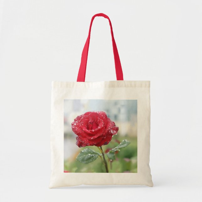 Tote Bag Rose en gouttes de pluie (Devant)