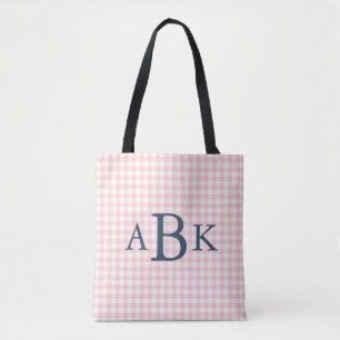Tote Bag Rose en Vichy Monogrammé