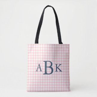 Tote Bag Rose en Vichy Monogrammé