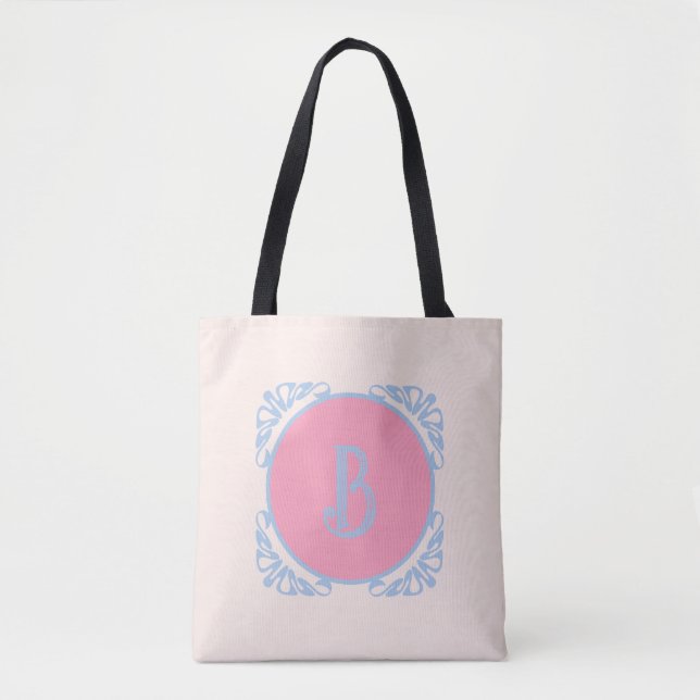 Tote Bag Rose et bleu personnalisés (Devant)