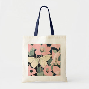 Tote Bag Rose et crème - Luna Moth and Moonflowers