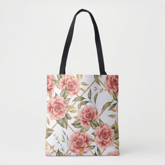 Tote Bag Rose et feuille (Devant)