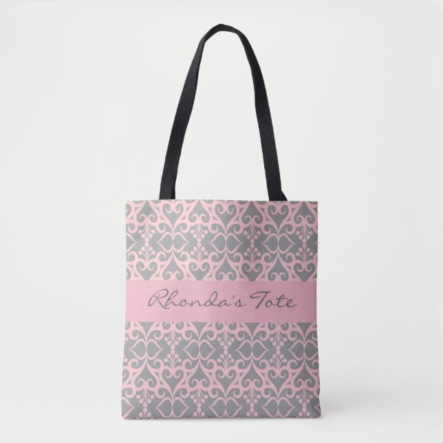 Tote Bag Rose et gris élégant (Devant)