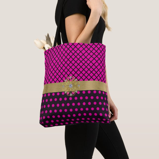 Tote Bag Rose et noir (De près)