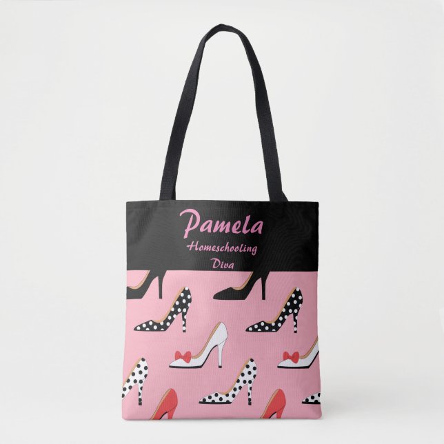 Tote Bag Rose et noir de diva de Homeschooling (Devant)