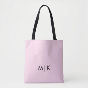 Tote Bag Rose et noir Monogramme moderne