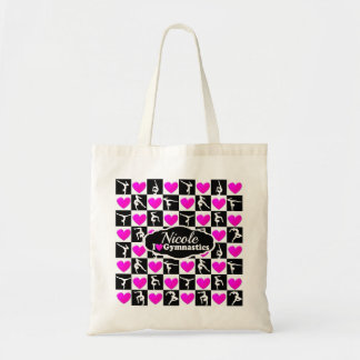 TOTE BAG ROSE ET NOIR PERSONNALISÉ GYMNAST DESIGN