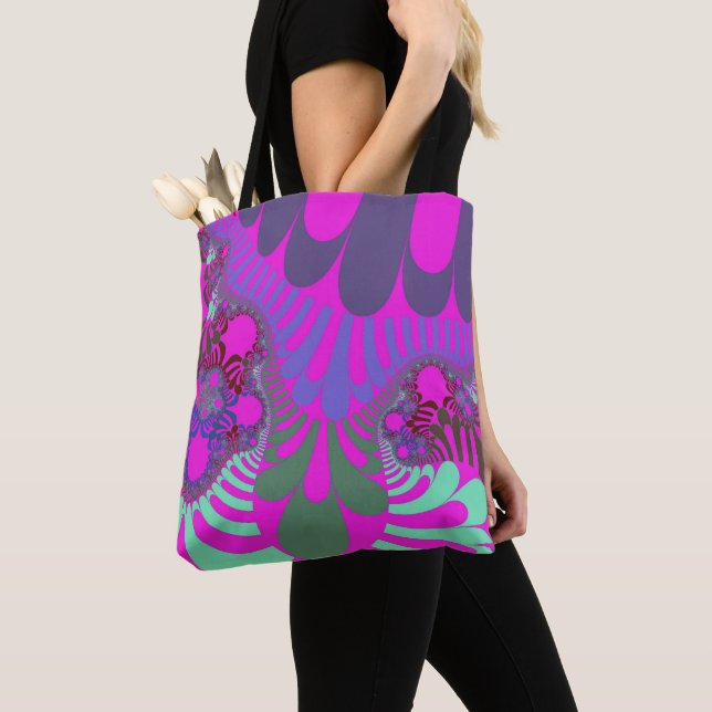 Tote Bag Rose et Turquoise (De près)