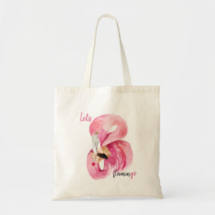 Tote Bag Rose exotique moderne Flamant rose Aquarelle