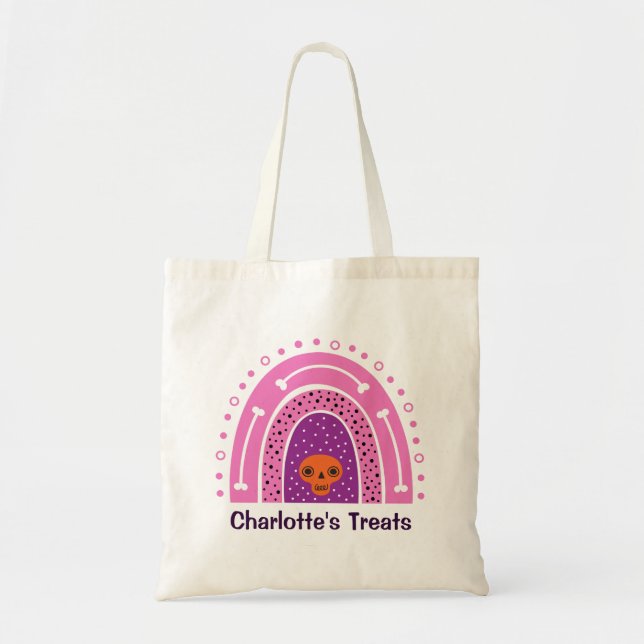 Tote Bag Rose Féminin Bohème Halloween Arc-en-ciel Trick or (Devant)
