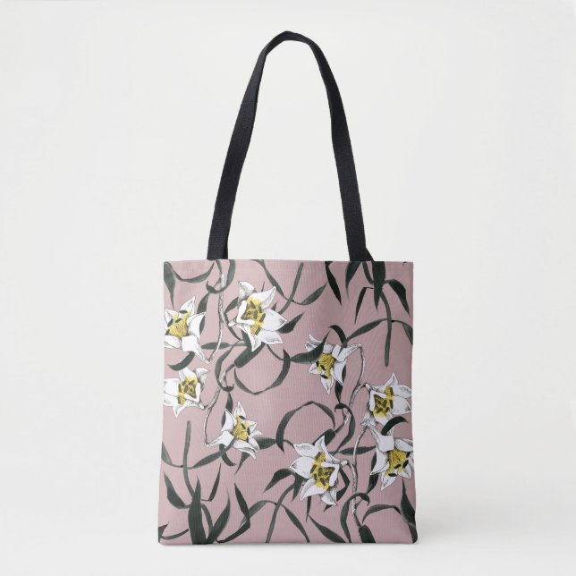 Tote Bag Rose floral : Motif à main aquarelle (Devant)