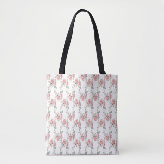 Tote Bag Rose Florale Rose Rose Shabby Chic (Devant)