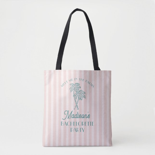 Tote Bag Rose Fushia Palm Spring Pastel Plage Enterrement d (Devant)