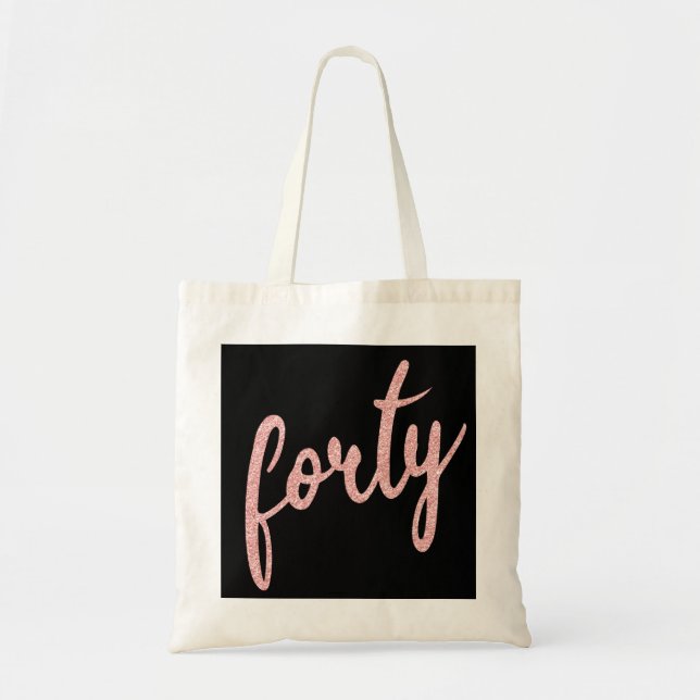 Tote Bag Rose Gold Black 40 Anniversaire Parties scintillan (Devant)