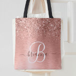 Tote Bag Rose Gold brossé Parties scintillant métallique No<br><div class="desc">Personnalisez facilement ce design sac fourre-tout chic et branché avec une jolie parties scintillant brillante en or rose sur un arrière - plan métallique brossé en or rose.</div>