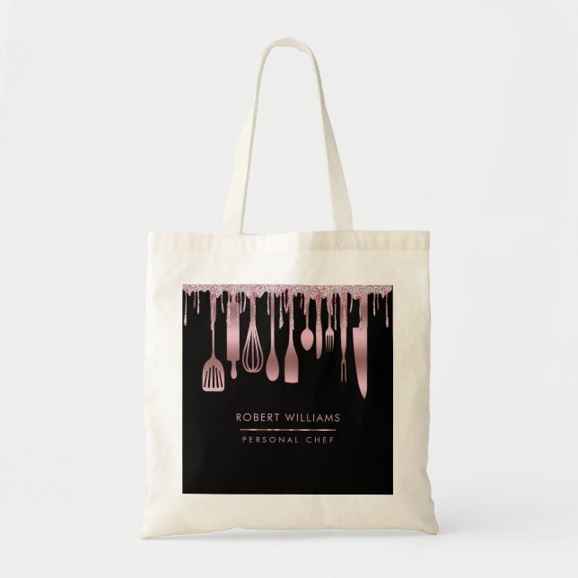 Tote Bag Rose Gold Drift Chef Cuisine Outils Parties scinti (Devant)