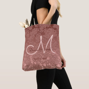 Tote Bag Rose Gold Elegant Mariage Réception Monogramme
