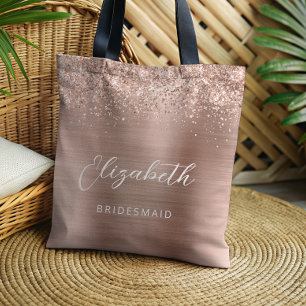 Tote Bag Rose Gold Glam Métal Moderne Robe de Demoiselle d'
