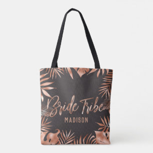 Tote Bag Rose Gold & Grey Tropical Palm Feuille Bride Tribe