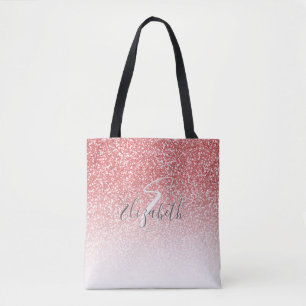 Tote Bag Rose Gold Parties scintillant Nom personnalisé Mon