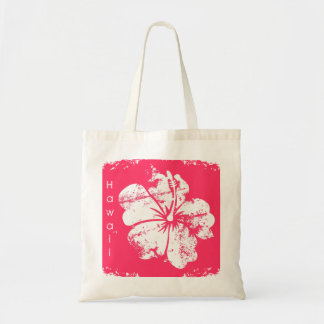 Tote Bag Rose grunge de corail de fleur de ketmie d'Hawaï