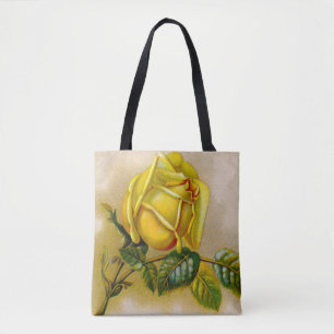 Tote Bag Rose jaune Antique Vintage Imprimer Art